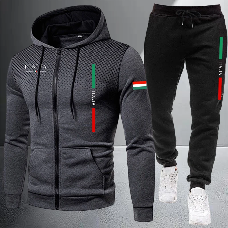 Winter Clothing Design - Herren-Trainingsanzug Lässiger Reißverschluss-Kapuzenpullover Outdoor-Sportbekleidung Jogging-Anzug Herbst-Winter