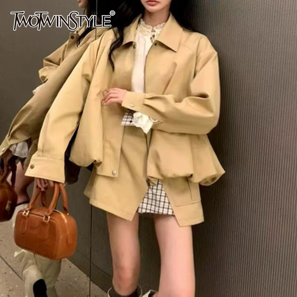 Winter Clothing Design - TWOTWINSTYLE Khakl Gespleißt Tasche Zwei Stück