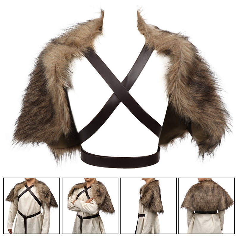 Winter Clothing Accessories - Wikinger-Umhang, Kunstpelzkragen, Umhang, mittelalterliche Winterkleidung, König,