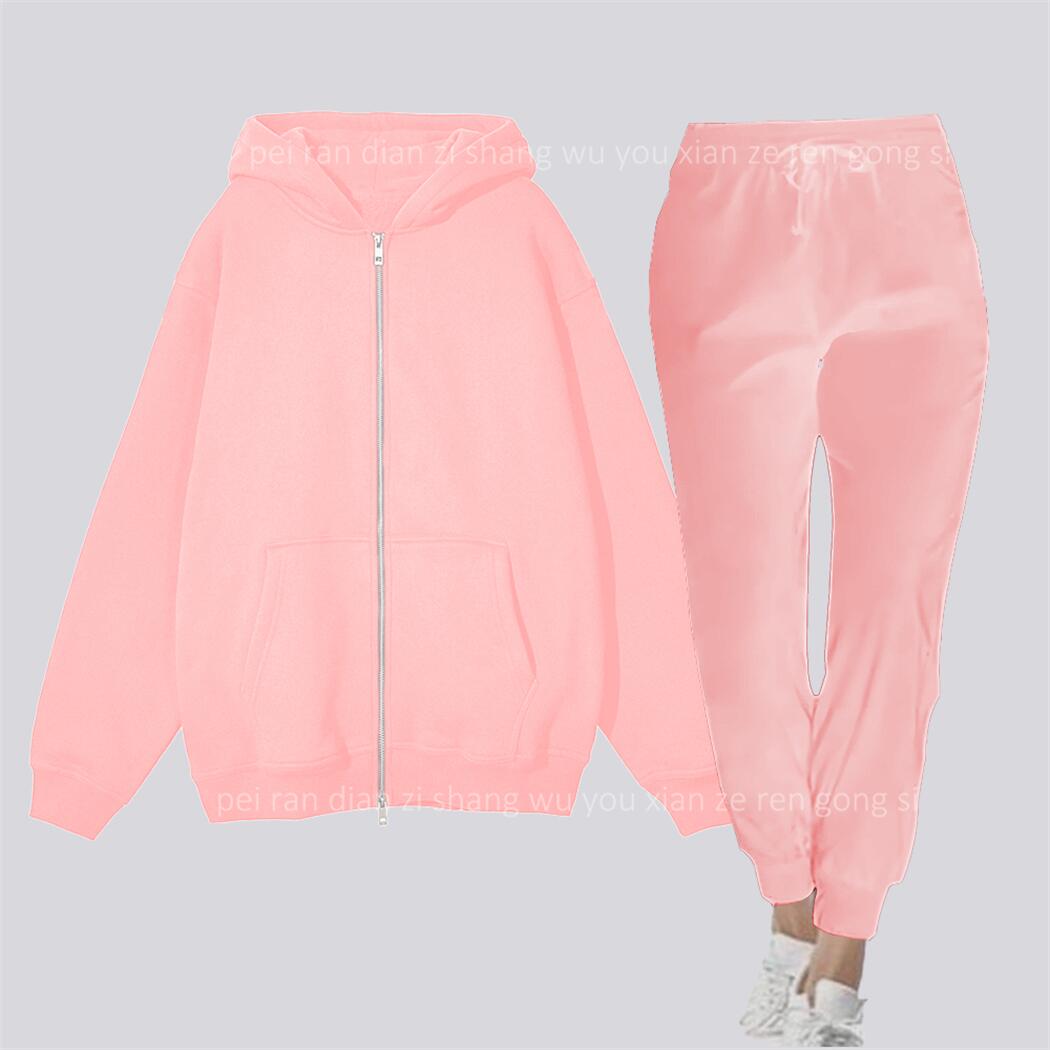 Winter Clothing Outfits - Reißverschluss-Cardigan, blanko, Damen-Hoodie und Jogginghose, zweiteiliges