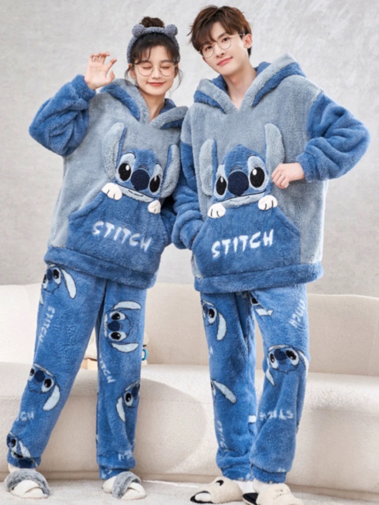Winter Clothing Japan - Anime Stich Winter Pyjamas Cartoon Flanell