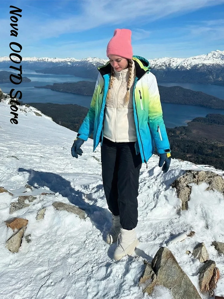 Ski Pants Waterproof - Damen Winter Ombre Skijacke & Hose
