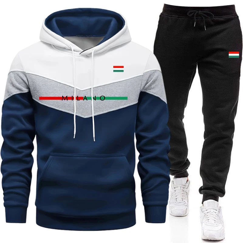 Winter Clothing Hoodie - Hochwertiger Trainingsanzug für Herren Lässiger Dreifarbiger