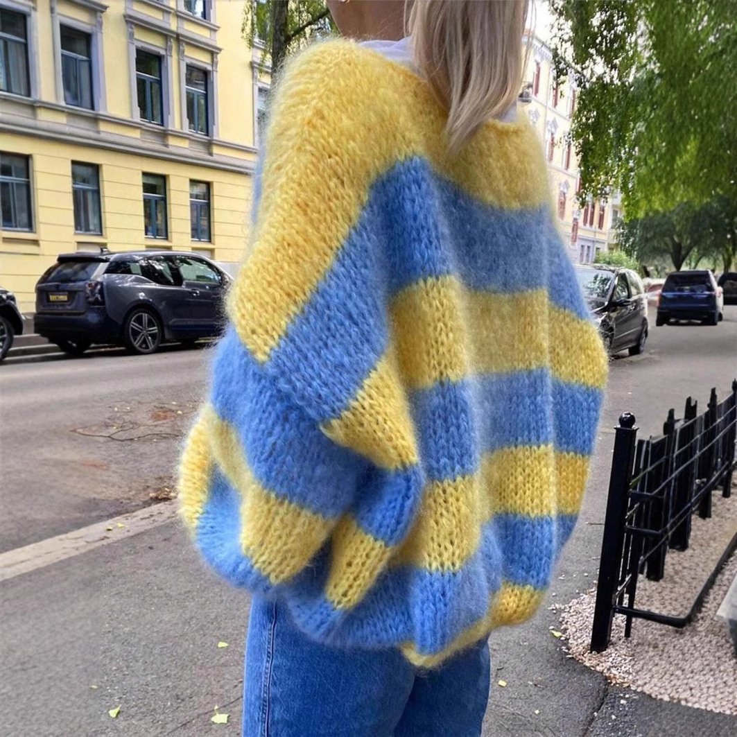 Lässiger Blau-Gelb Gestreifter – Yellow Winter Clothing Bewertung und Preis