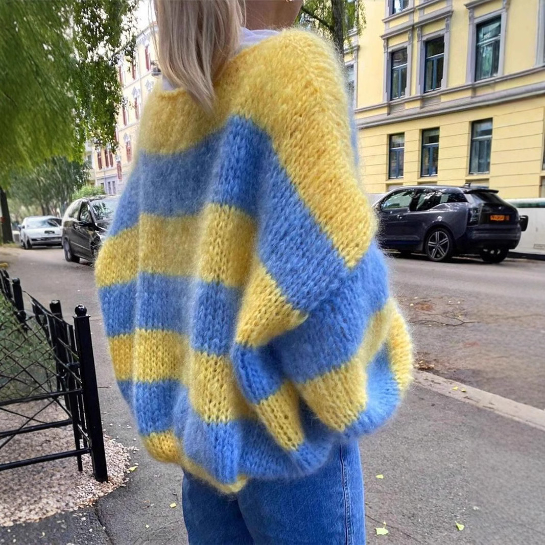 Lässiger Blau-Gelb Gestreifter – Yellow Winter Clothing Bewertung und Preis