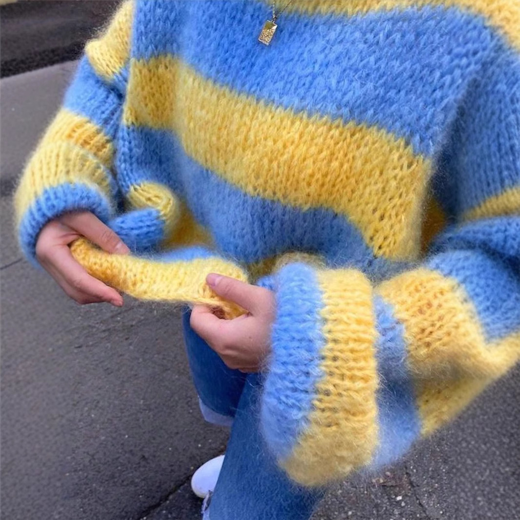 Lässiger Blau-Gelb Gestreifter – Yellow Winter Clothing Bewertung und Preis